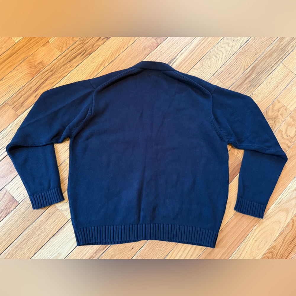 LL Bean Cardigan Sweater Knit Button Up Grandpa Navy Blue Men’s Size L Reg 0KU38 - Picture 8 of 12